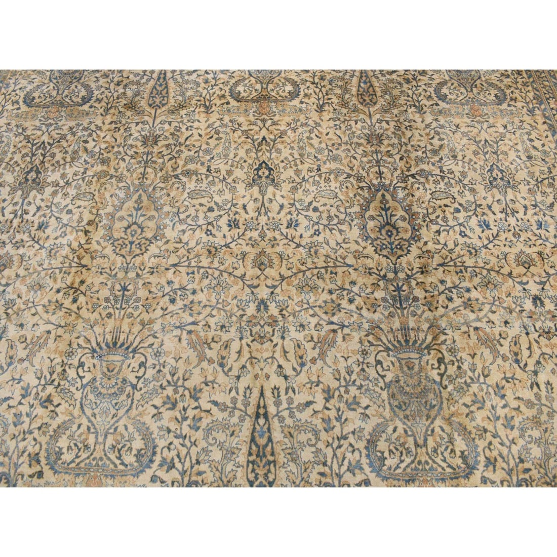 Brown, Antique Indo Kerman Hand Knotted Wool 250 KPSI Runnner Rug - 9