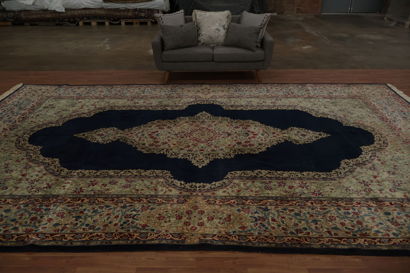 Antique Vegetable Dye Kerman Persian Large Rug 10x17 - 3