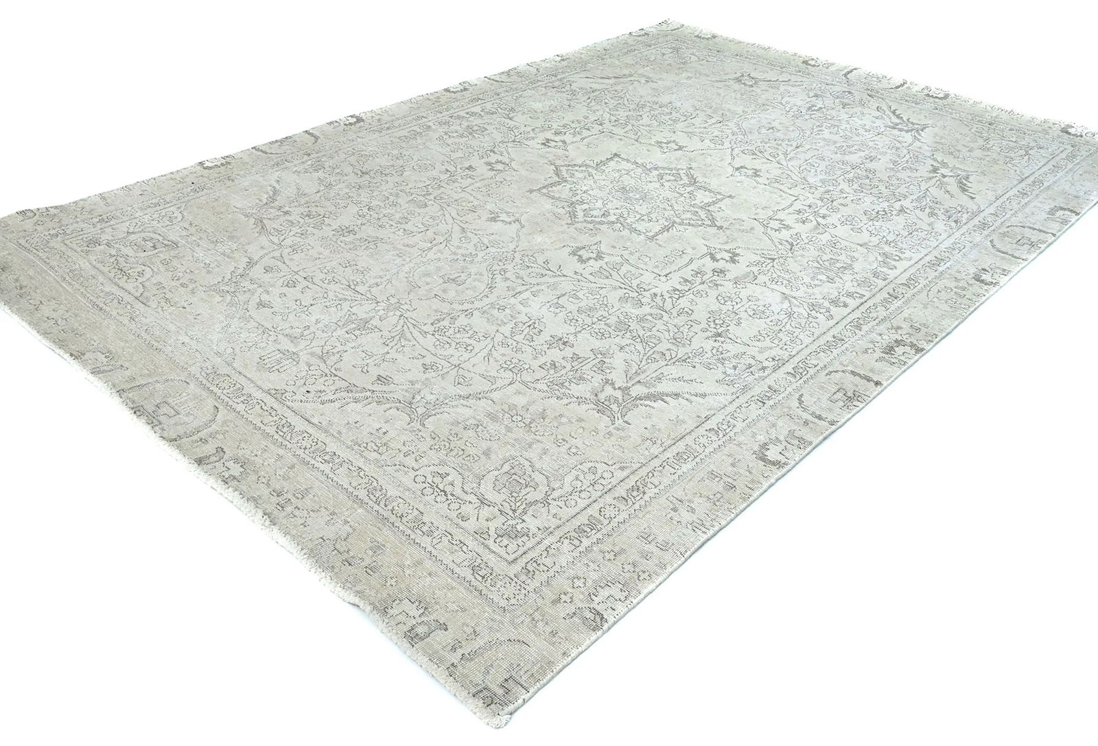 Antique Muted Beige Floral 6X10 Distressed Vintage Oriental Rug - 3