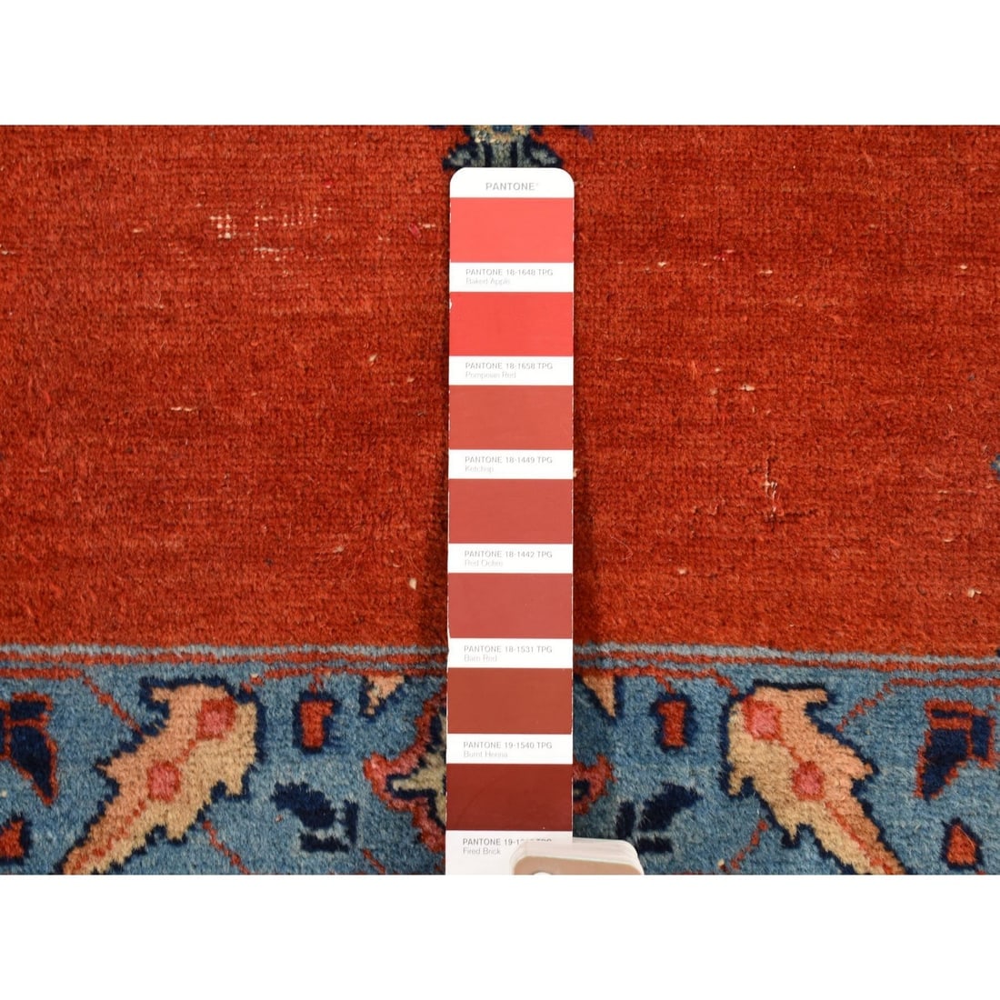 Orange Antique Persian Tabriz Medallion Design Hand Knotted Wool Rug - 7