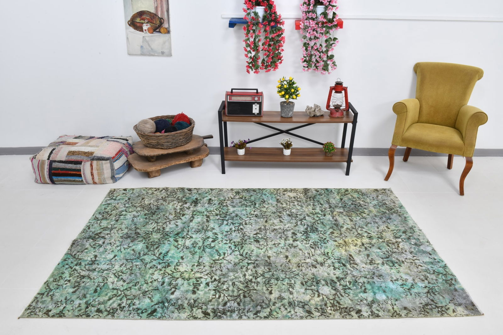 4'10'' x 7'11'' Handmade Vintage Wool Rug - 20144 - 5