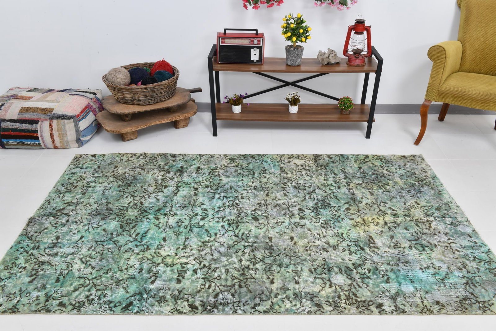 4'10'' x 7'11'' Handmade Vintage Wool Rug - 20144 - 6