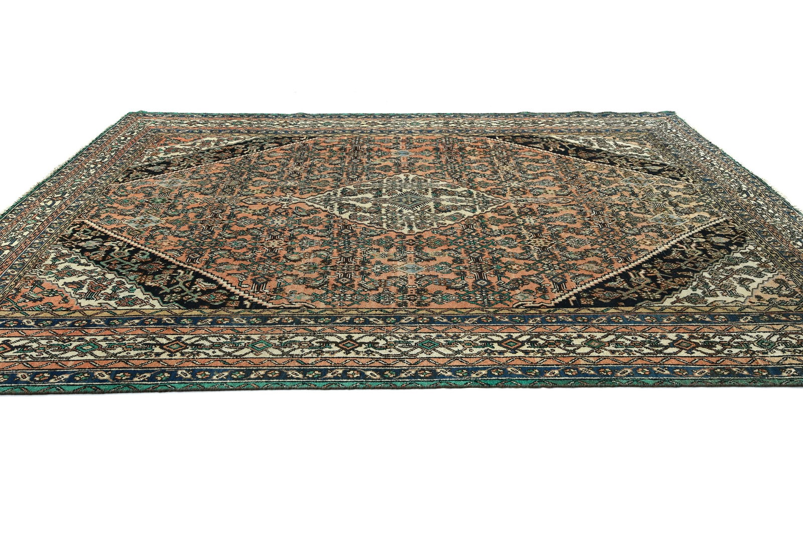 Semi Antique Peach Orange Tribal 8X11 Vintage Oriental Rug - 4