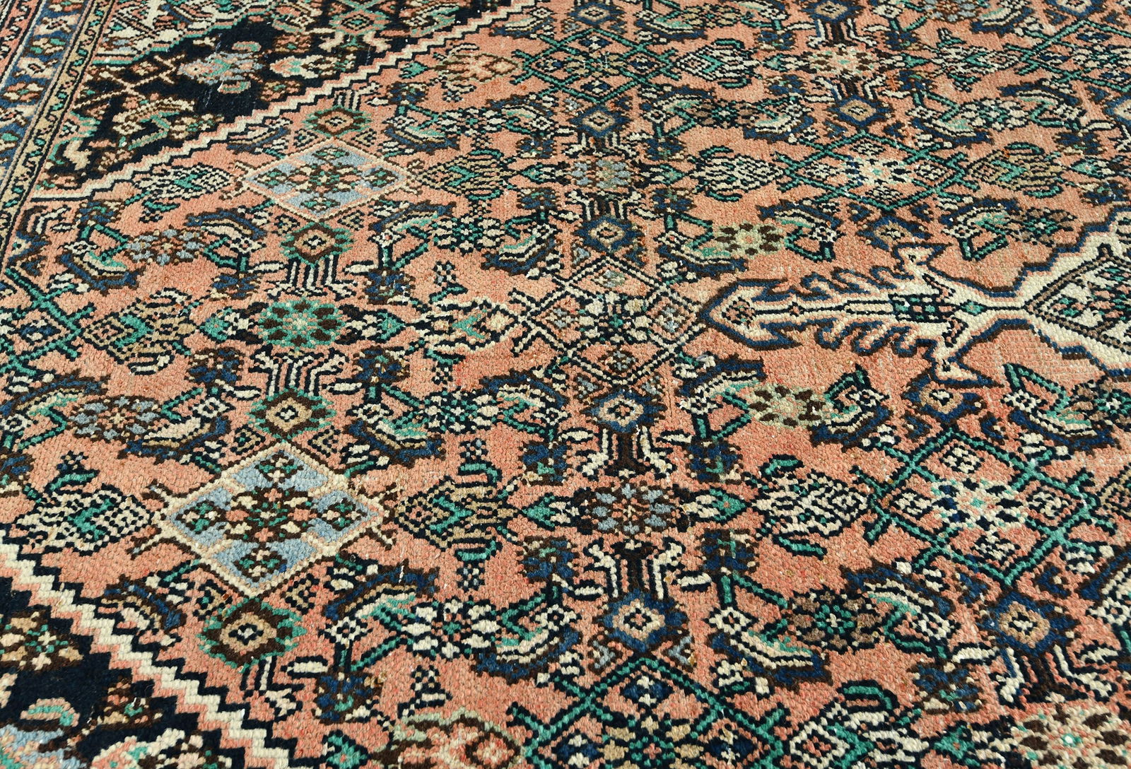 Semi Antique Peach Orange Tribal 8X11 Vintage Oriental Rug - 6