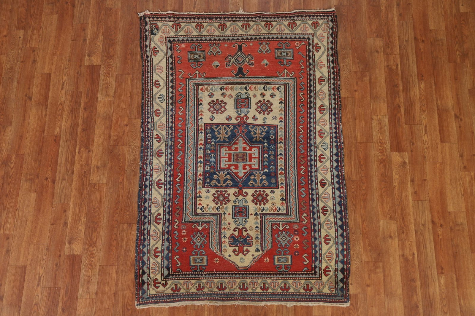 Pre-1900 Antique Vegetable Dye Shirvan-Kazak Area Rug 3x5 - 3