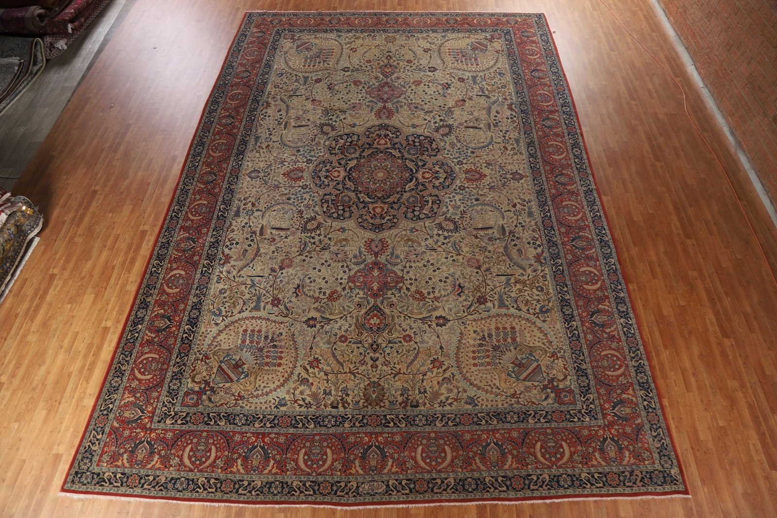 Pre-1900 Antique Vegetable Dye Tabriz Haj Jalili Persian Rug 13x20 - 19