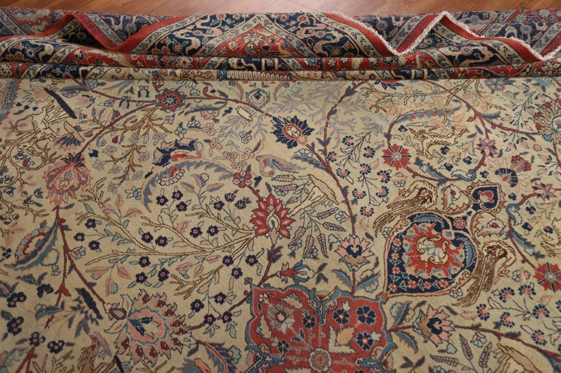Pre-1900 Antique Vegetable Dye Tabriz Haj Jalili Persian Rug 13x20 - 20