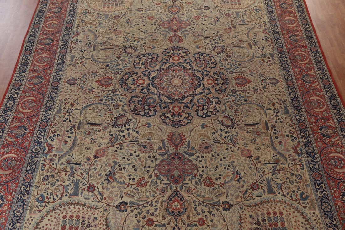Pre-1900 Antique Vegetable Dye Tabriz Haj Jalili Persian Rug 13x20 - 4