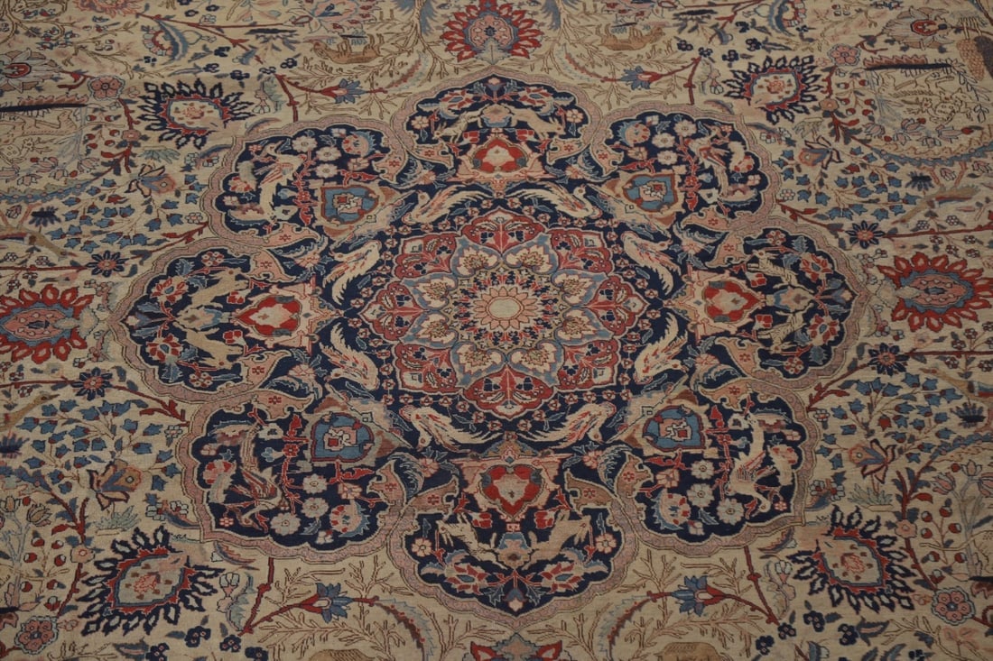 Pre-1900 Antique Vegetable Dye Tabriz Haj Jalili Persian Rug 13x20 - 5