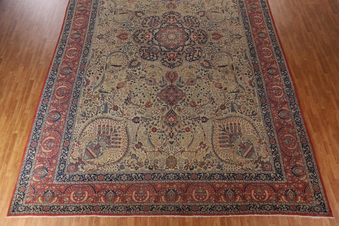 Pre-1900 Antique Vegetable Dye Tabriz Haj Jalili Persian Rug 13x20 - 6