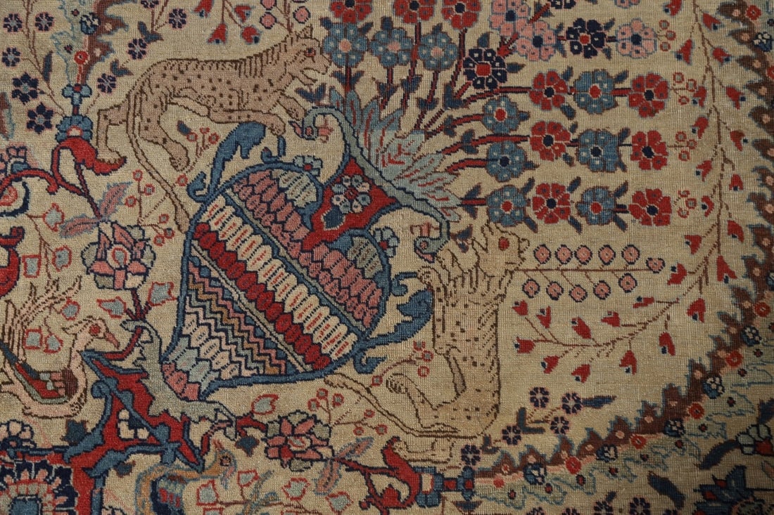 Pre-1900 Antique Vegetable Dye Tabriz Haj Jalili Persian Rug 13x20 - 9