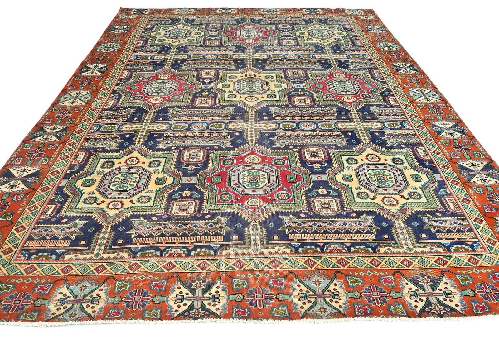 Semi Antique Dark Purple-navy Geometric 9X12 Traditional Oriental Rug - 2