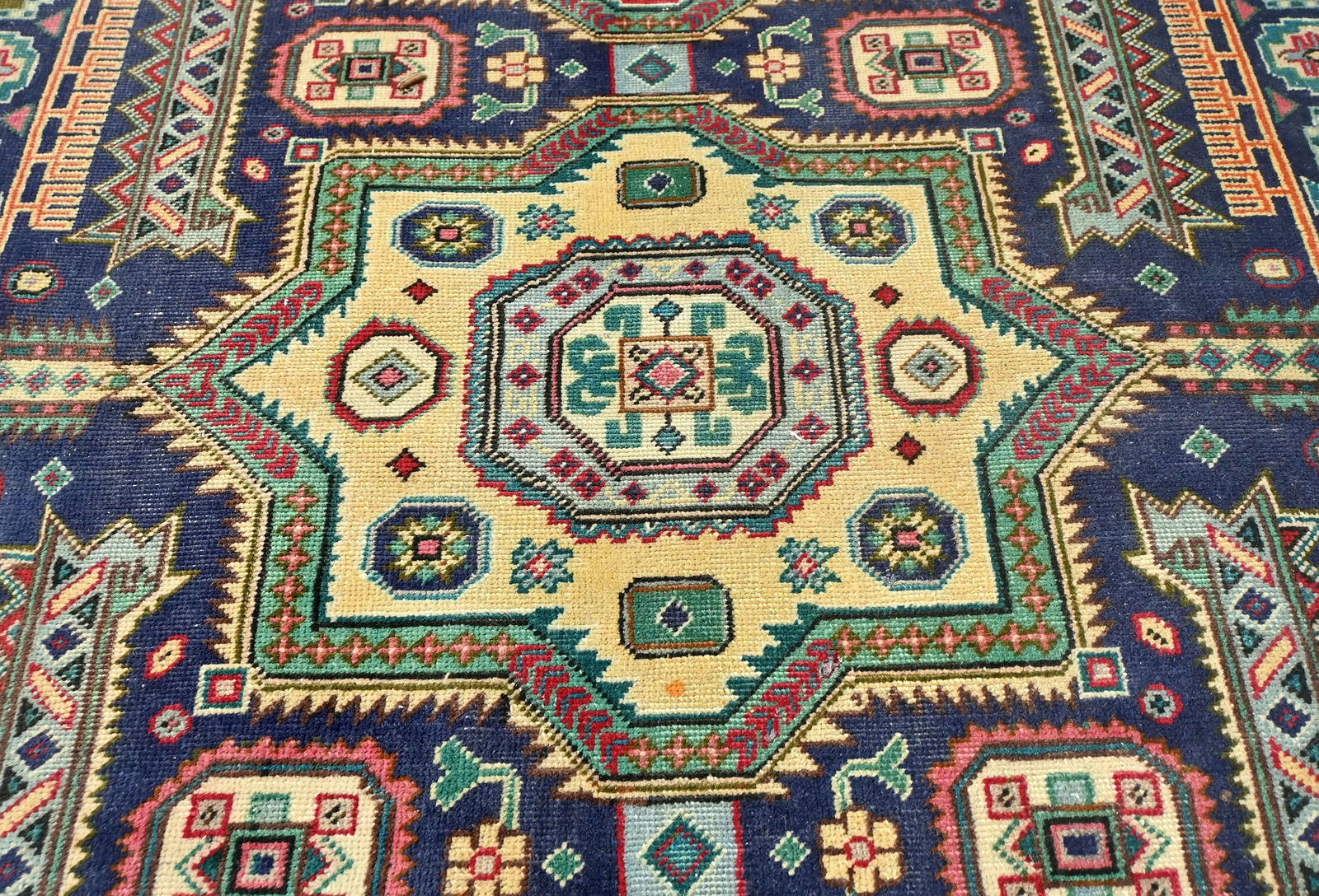 Semi Antique Dark Purple-navy Geometric 9X12 Traditional Oriental Rug - 4