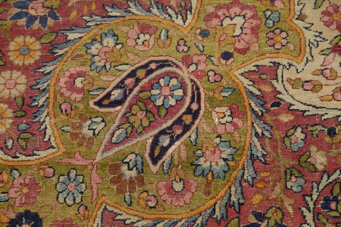 Pre-1900 Antique Kerman Vegetable Dye Persian Large Rug 11x18 - 12