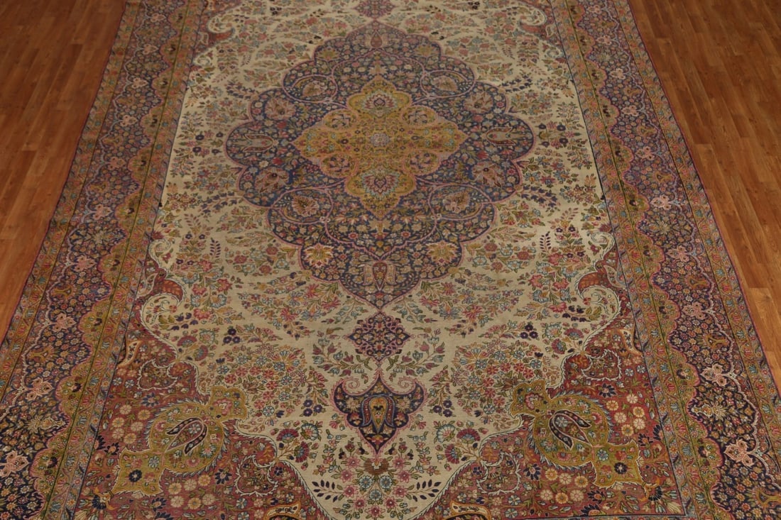 Pre-1900 Antique Kerman Vegetable Dye Persian Large Rug 11x18 - 4