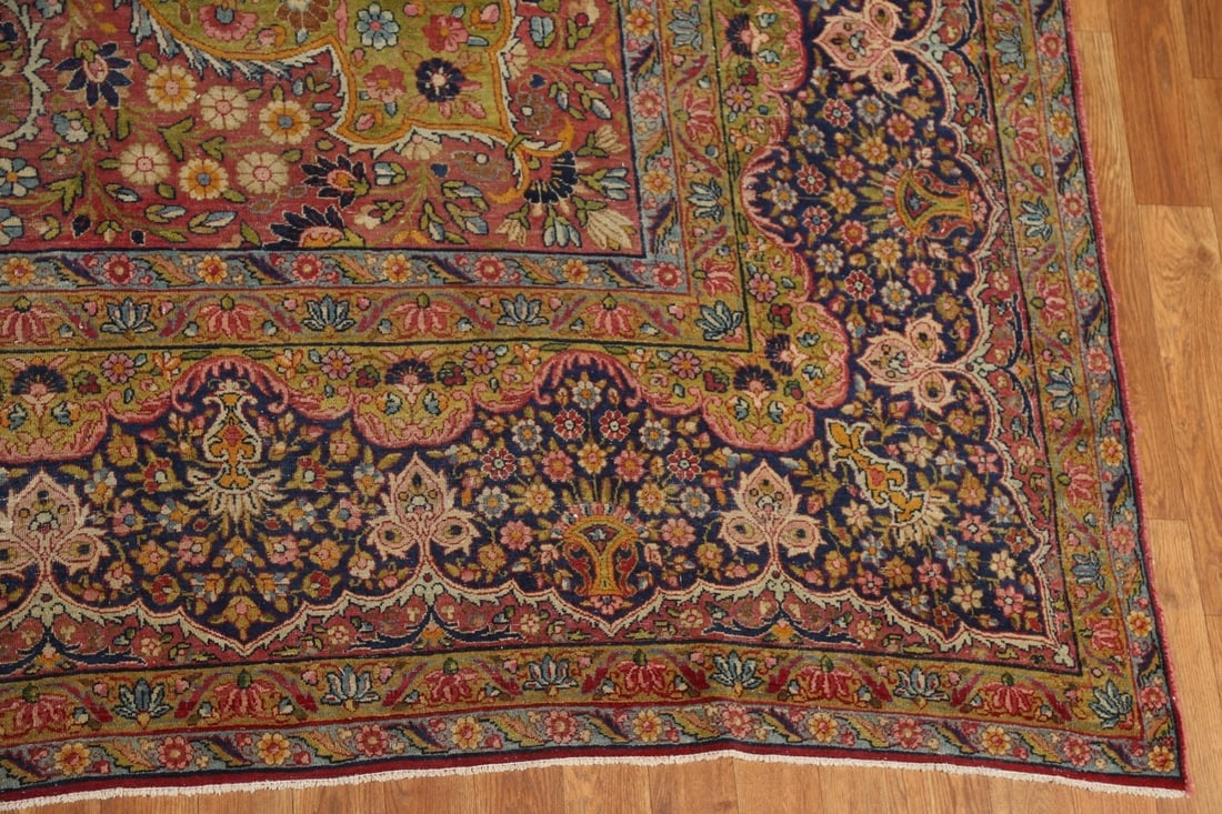 Pre-1900 Antique Kerman Vegetable Dye Persian Large Rug 11x18 - 7