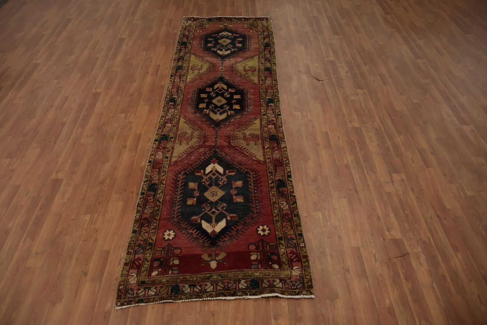 Antique Ardebil Persian Runner Rug 3x11 with Rich Earthy Design - 4