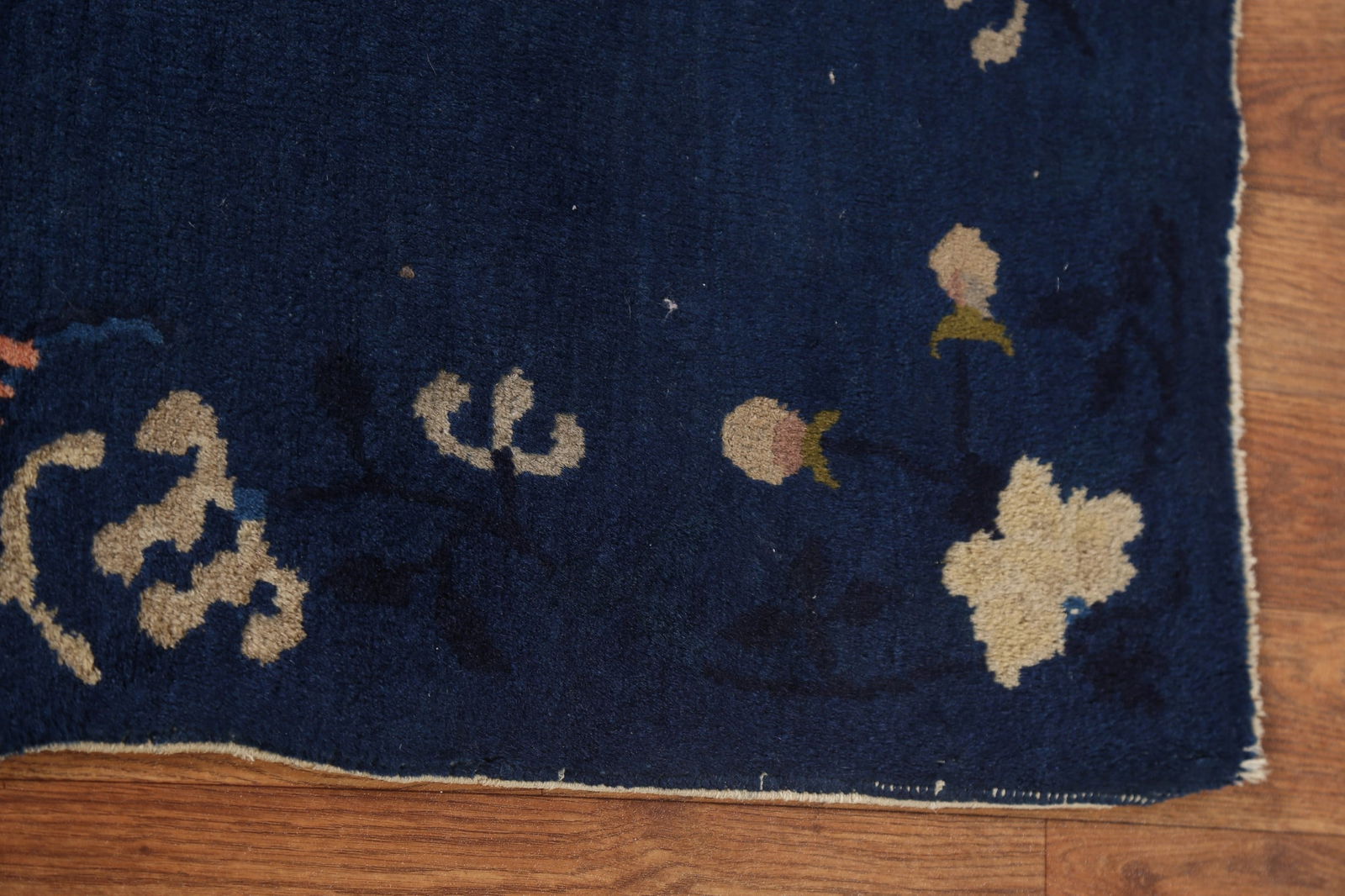 Blue Antique Art Deco Chinese Rug with Subtle Floral Pattern and Rich Details 3x6 - 14