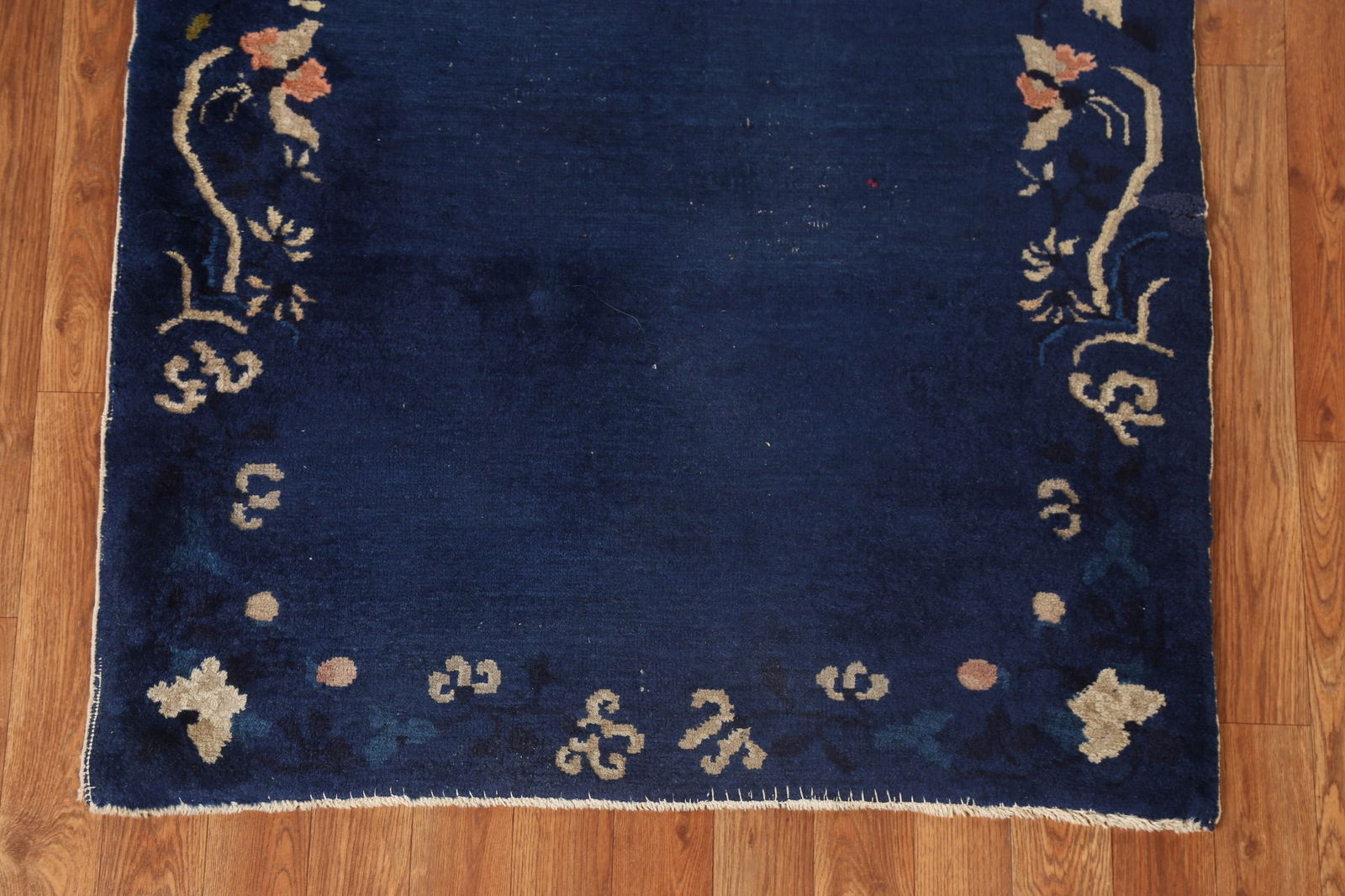 Blue Antique Art Deco Chinese Rug with Subtle Floral Pattern and Rich Details 3x6 - 5