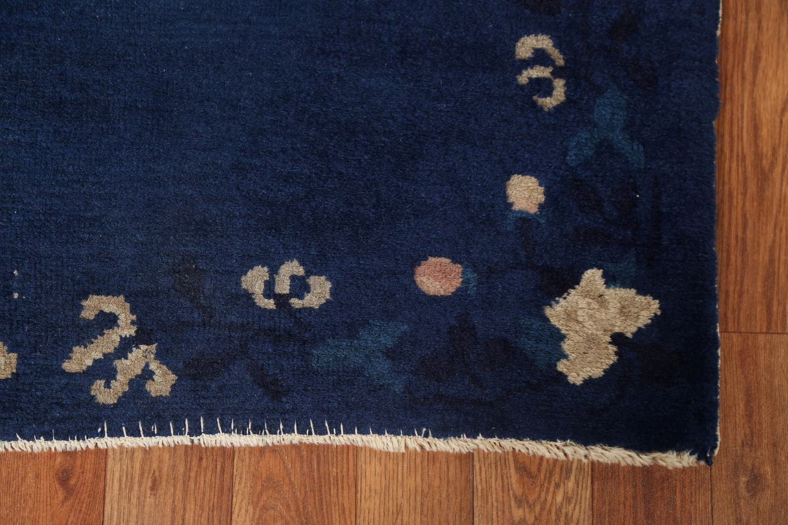 Blue Antique Art Deco Chinese Rug with Subtle Floral Pattern and Rich Details 3x6 - 6