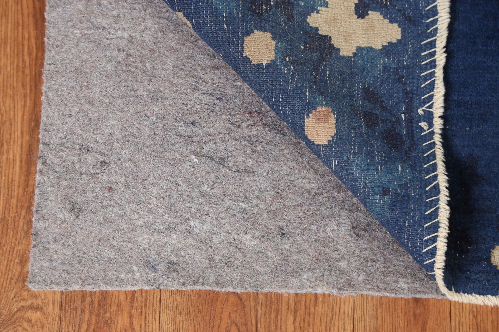 Blue Antique Art Deco Chinese Rug with Subtle Floral Pattern and Rich Details 3x6 - 7