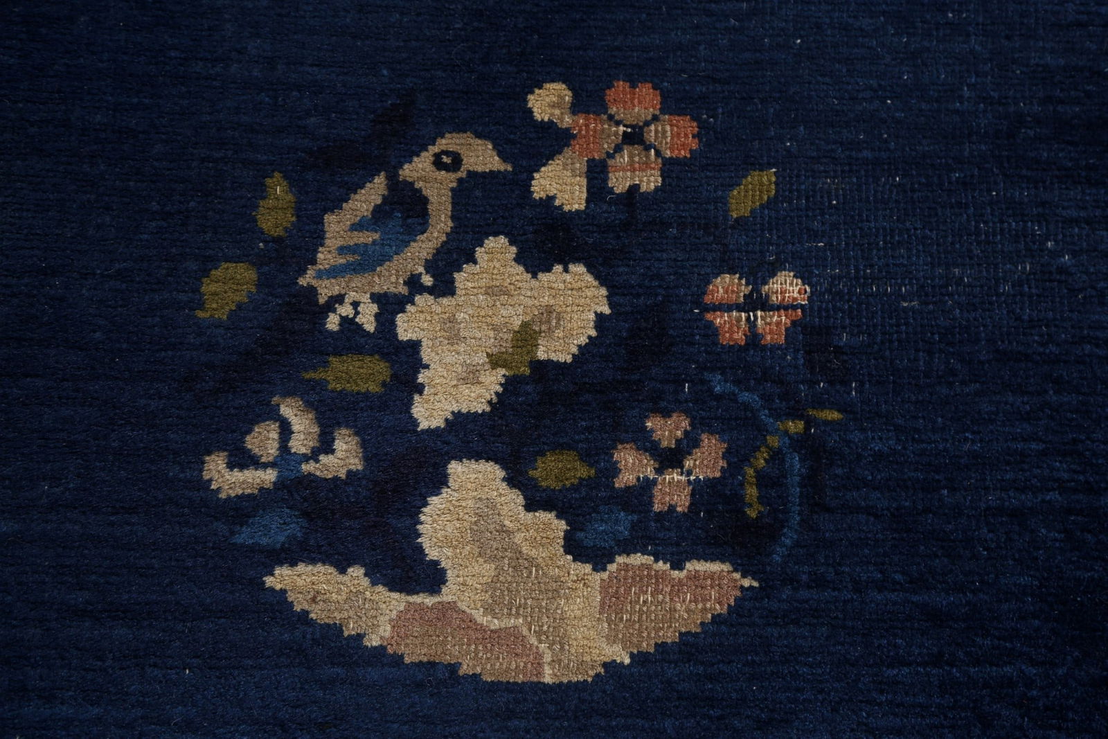 Blue Antique Art Deco Chinese Rug with Subtle Floral Pattern and Rich Details 3x6 - 8