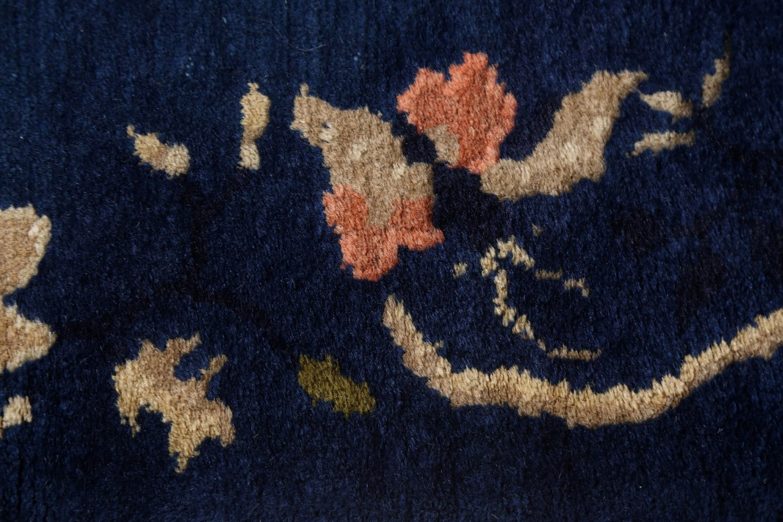 Blue Antique Art Deco Chinese Rug with Subtle Floral Pattern and Rich Details 3x6 - 9