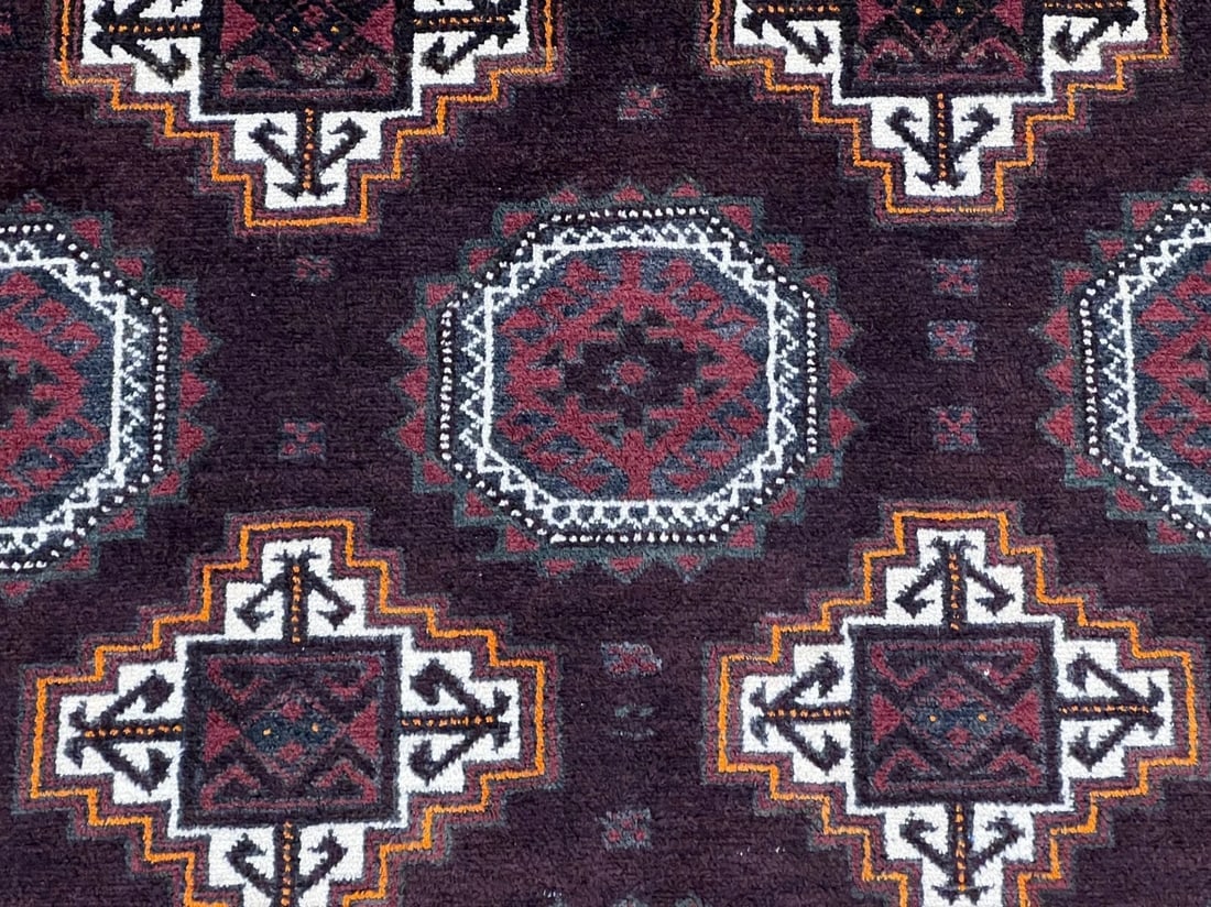 Antique Persian Hand Knotted Balouch Tribal Mahogany Wool Oriental Area Rug 3'9" x 7'5" - 6