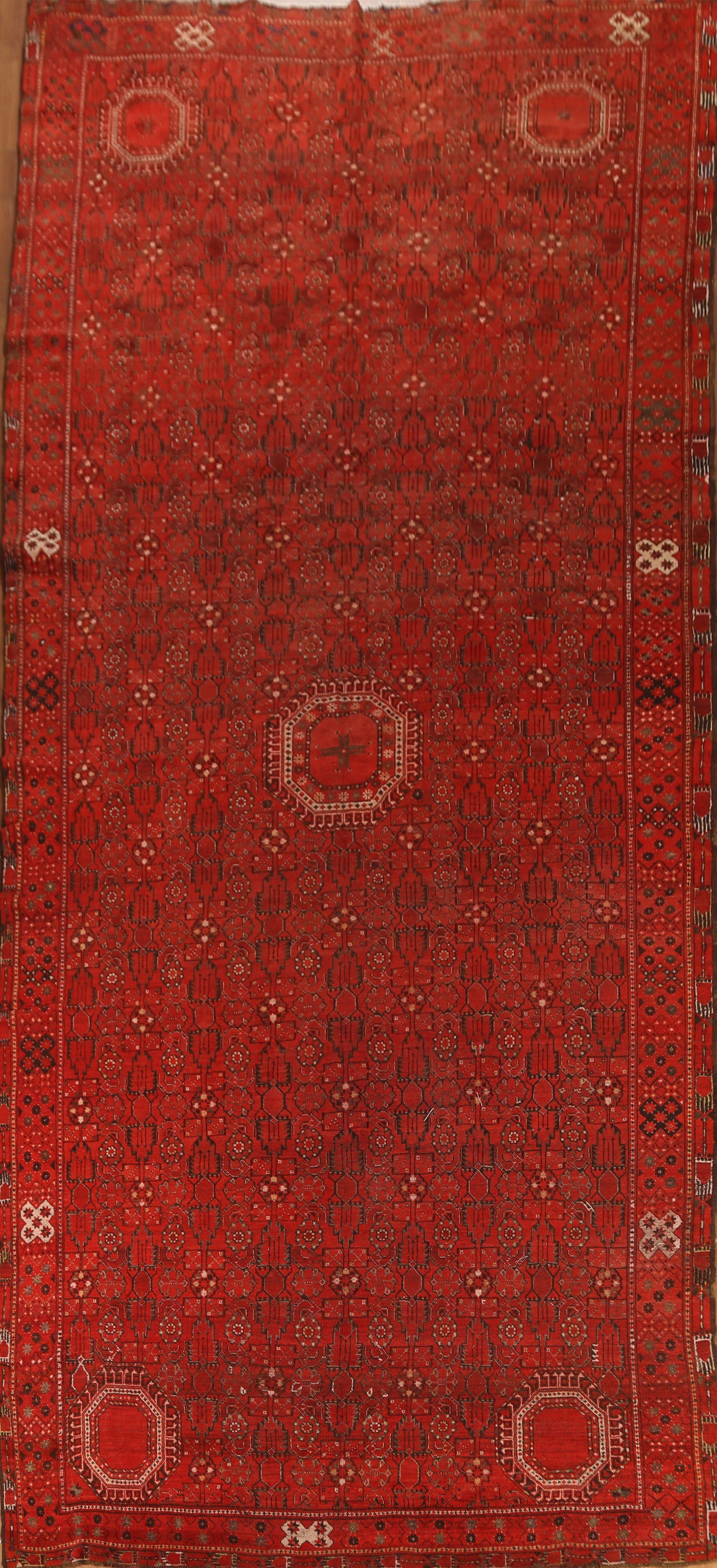 Pre-1900 Antique Turkoman Yamot Vegetable Dye Large Rug 9x18 (1 of 20)