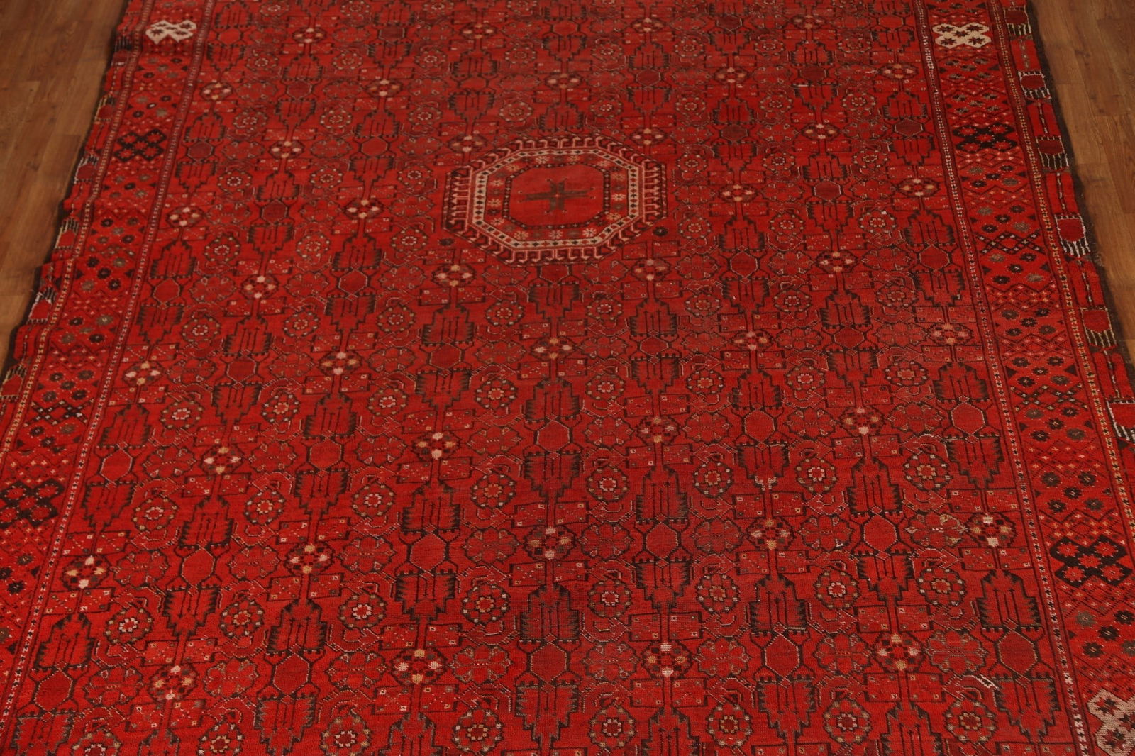 Pre-1900 Antique Turkoman Yamot Vegetable Dye Large Rug 9x18 - 4