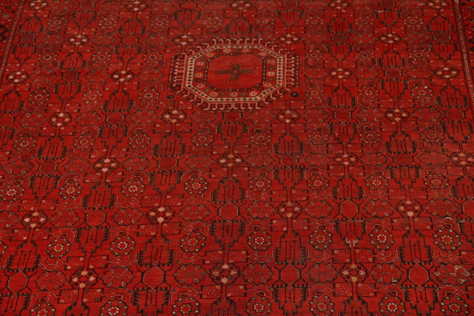 Pre-1900 Antique Turkoman Yamot Vegetable Dye Large Rug 9x18 - 5
