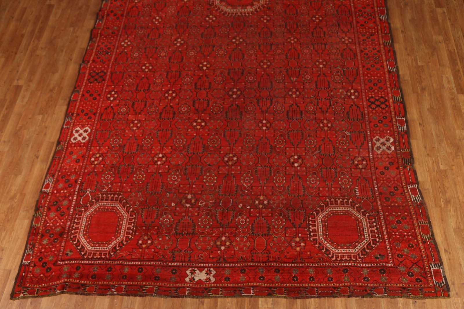 Pre-1900 Antique Turkoman Yamot Vegetable Dye Large Rug 9x18 - 6