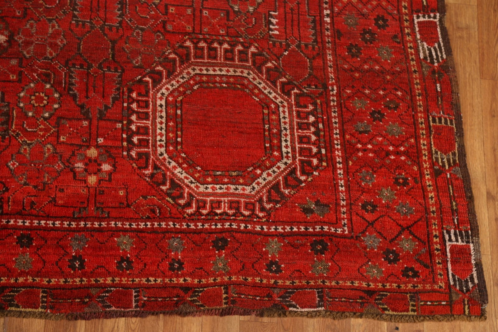 Pre-1900 Antique Turkoman Yamot Vegetable Dye Large Rug 9x18 - 7
