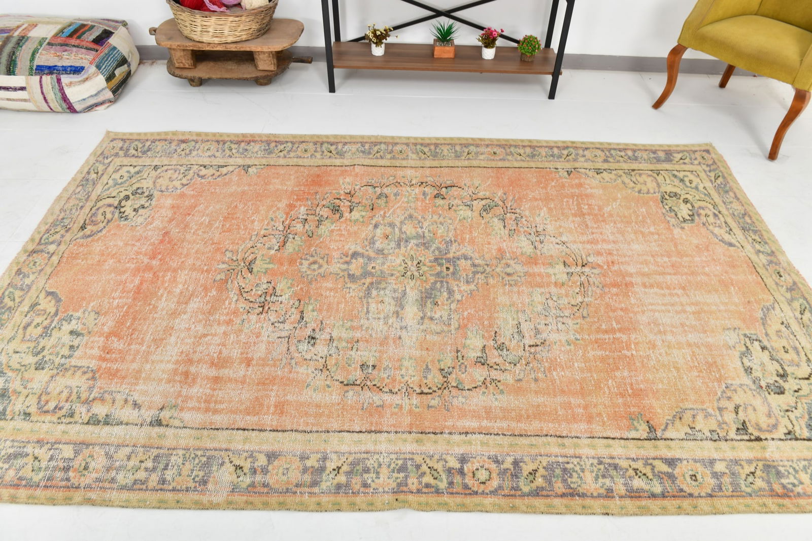 5'11'' x 9'4'' Handmade Vintage Wool Rug - 24726 - 5