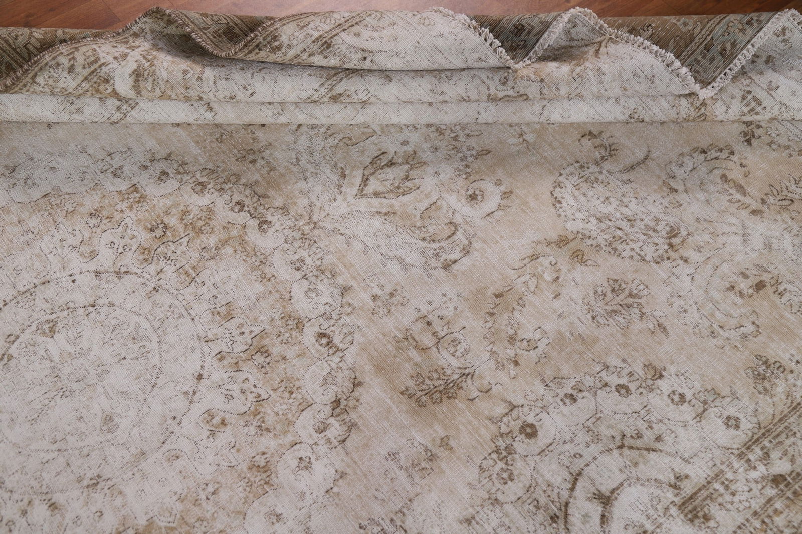 Antique Distressed Kerman Persian Area Rug 7x11 - 17