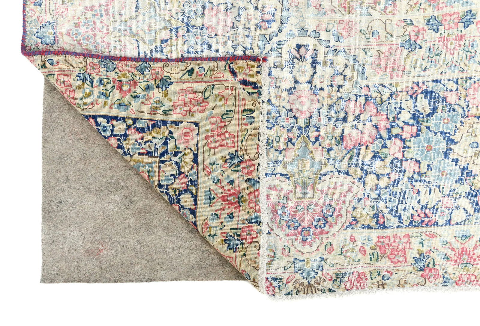 Antique Muted Navy Floral 9X12 Distressed Vintage Oriental Rug - 12