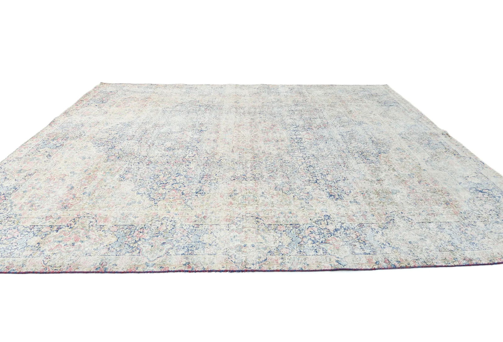 Antique Muted Navy Floral 9X12 Distressed Vintage Oriental Rug - 4