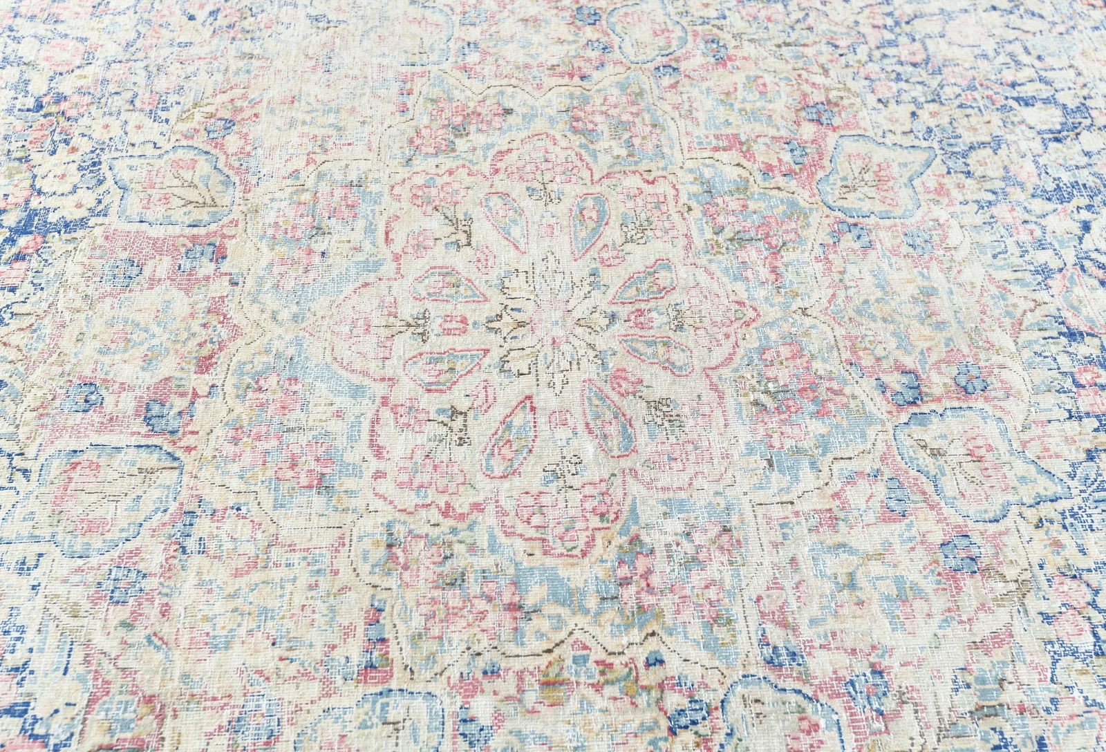 Antique Muted Navy Floral 9X12 Distressed Vintage Oriental Rug - 5