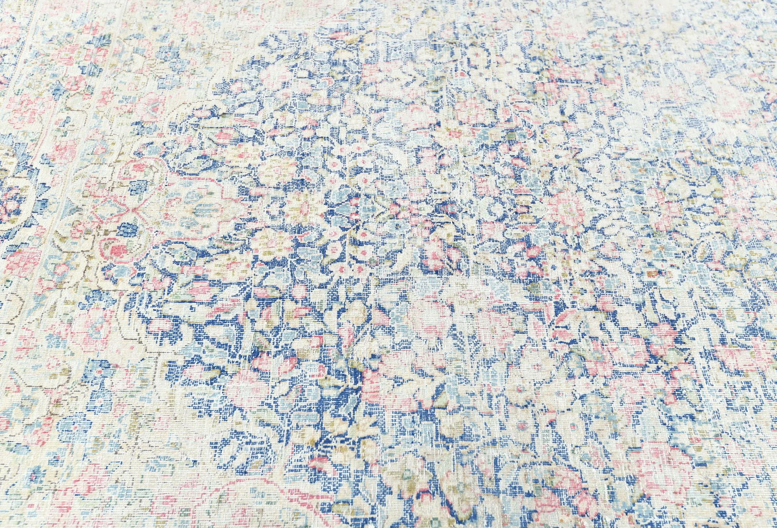 Antique Muted Navy Floral 9X12 Distressed Vintage Oriental Rug - 6