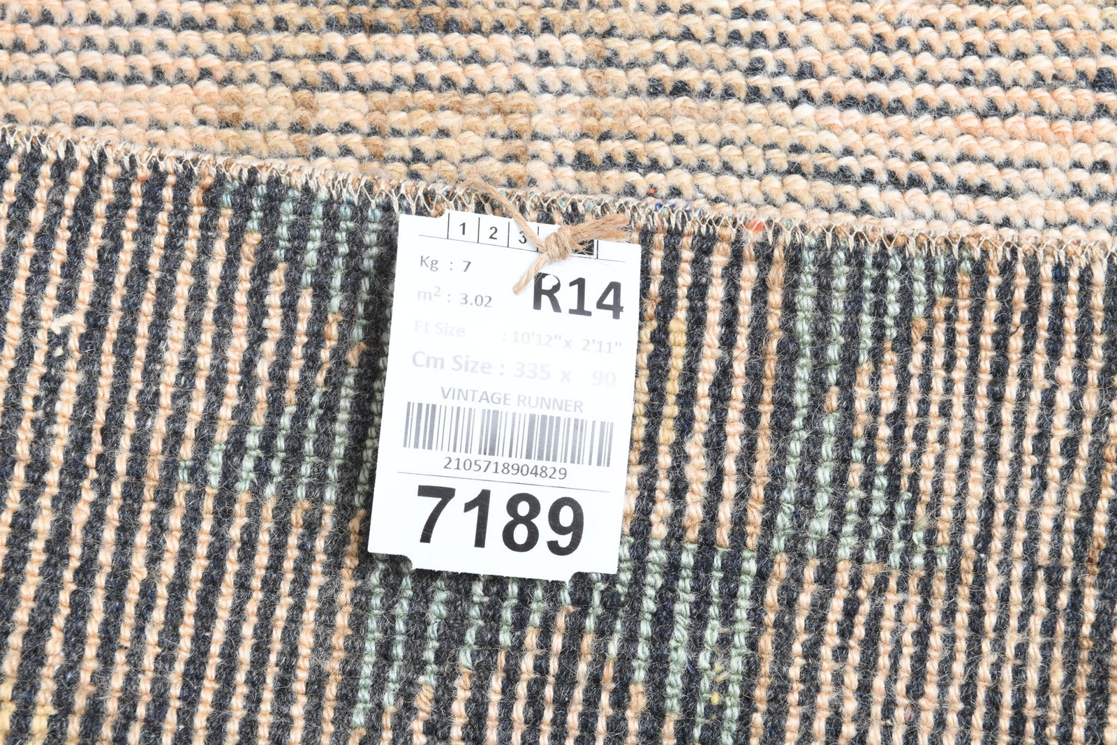 2'11'' x 10'11'' Handmade Vintage Wool Rug - 7189 - 17