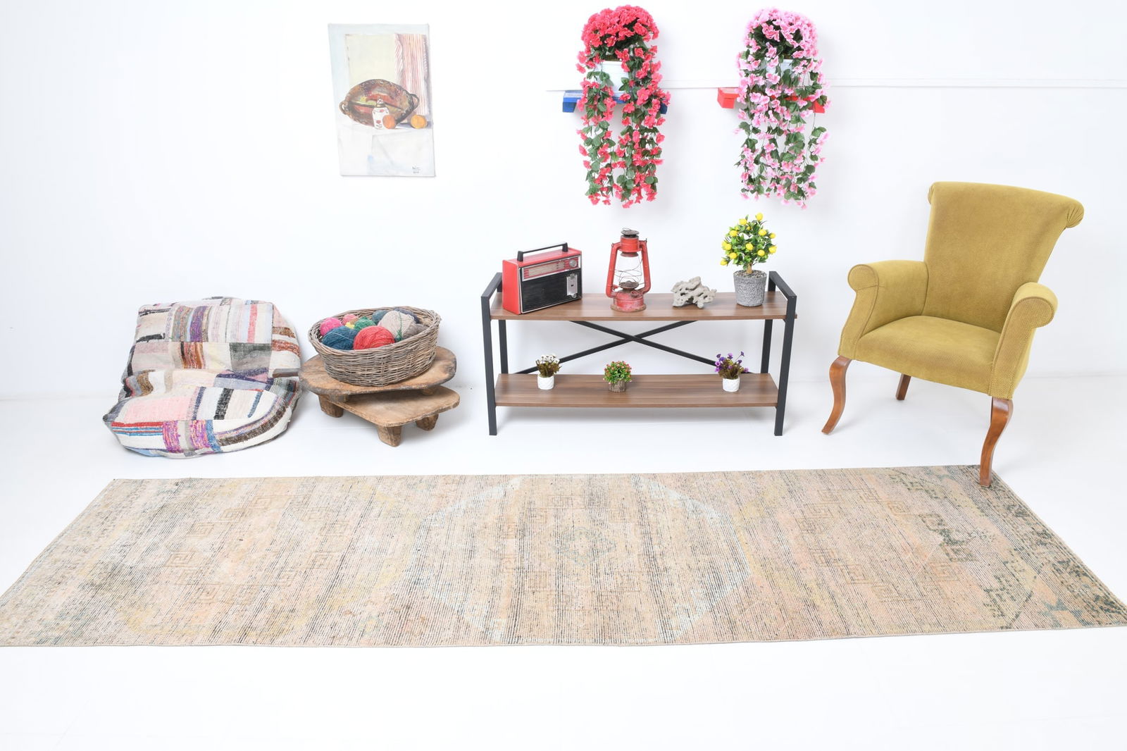 2'11'' x 10'11'' Handmade Vintage Wool Rug - 7189 - 2