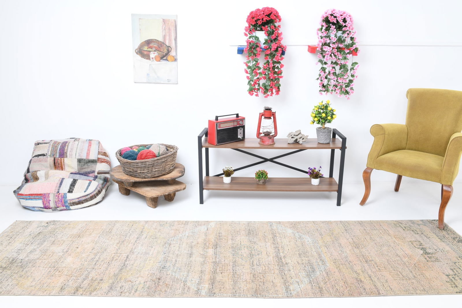 2'11'' x 10'11'' Handmade Vintage Wool Rug - 7189 - 3