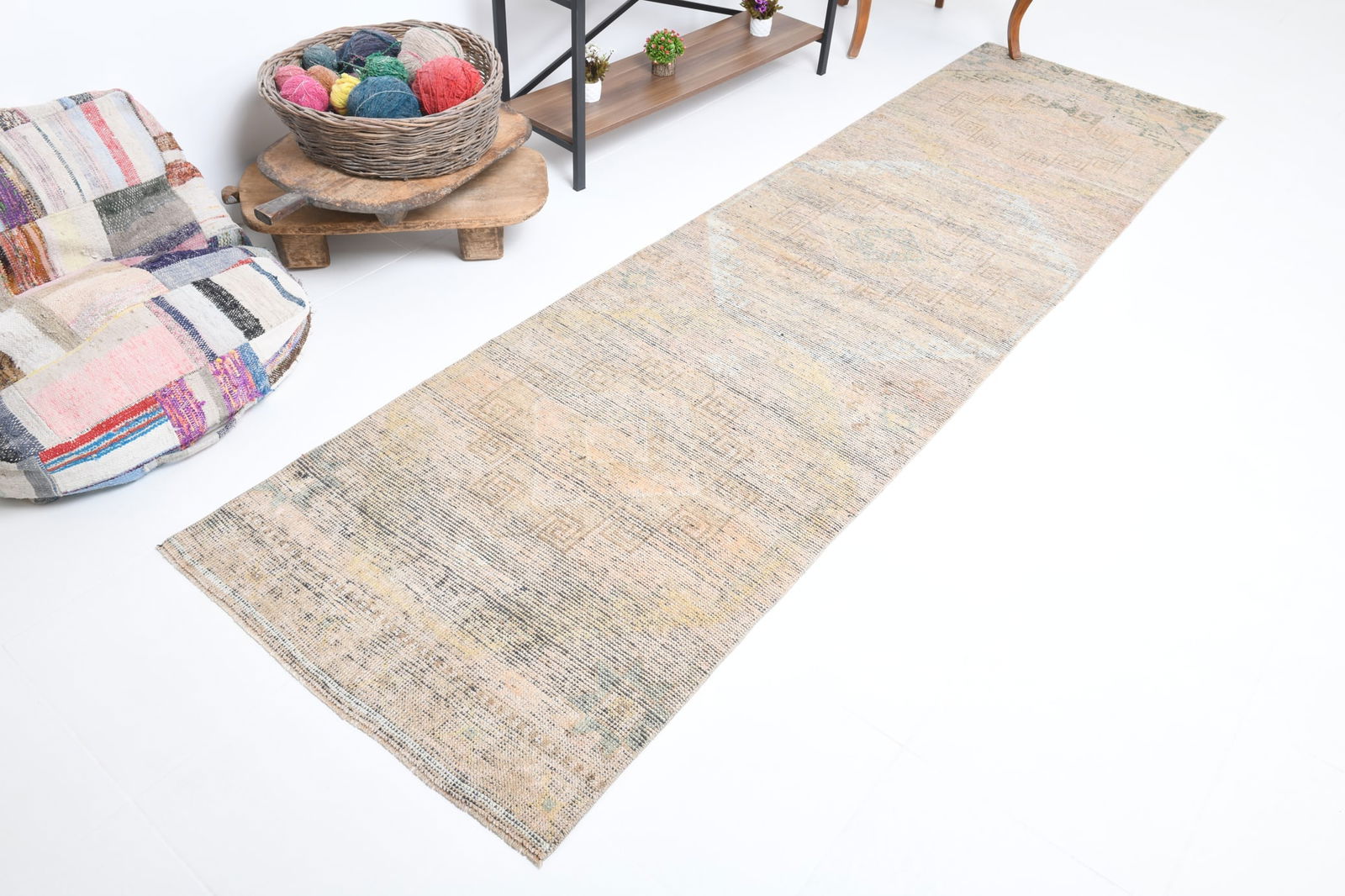 2'11'' x 10'11'' Handmade Vintage Wool Rug - 7189 - 4