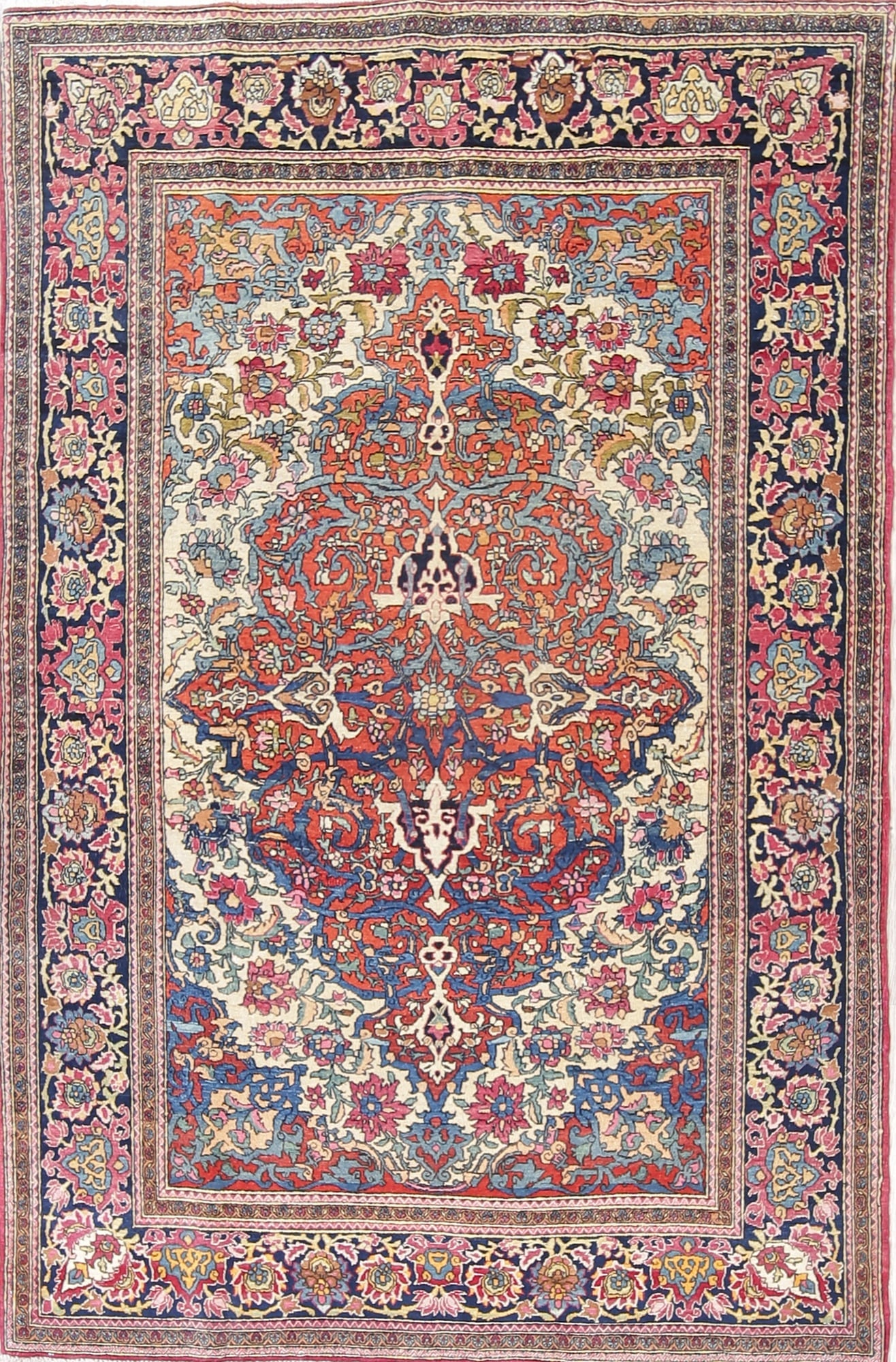 Pre-1900 Antique Vegetable Dye Sarouk Farahan Persian Rug 4x7 (1 of 20)