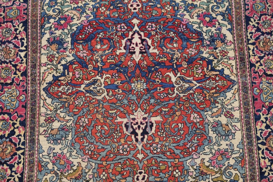Pre-1900 Antique Vegetable Dye Sarouk Farahan Persian Rug 4x7 - 4