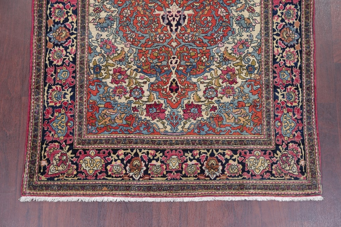 Pre-1900 Antique Vegetable Dye Sarouk Farahan Persian Rug 4x7 - 5