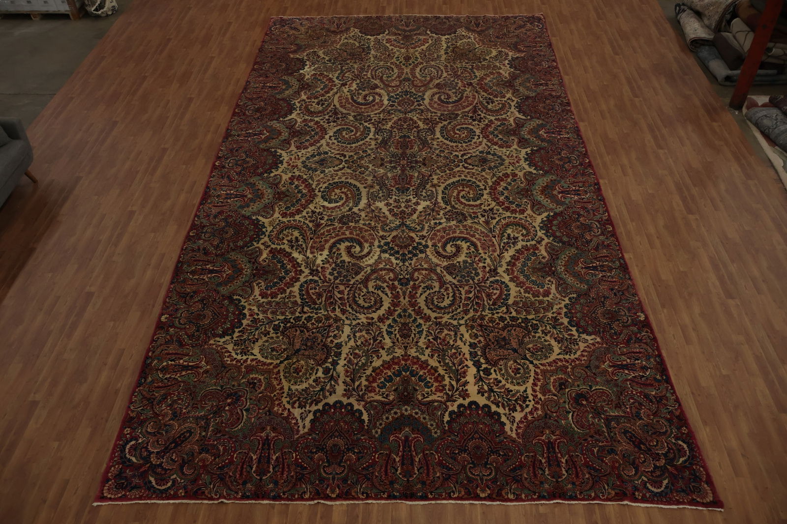 Antique Vegetable Dye Kerman Persian Large Rug 12x22 - 4