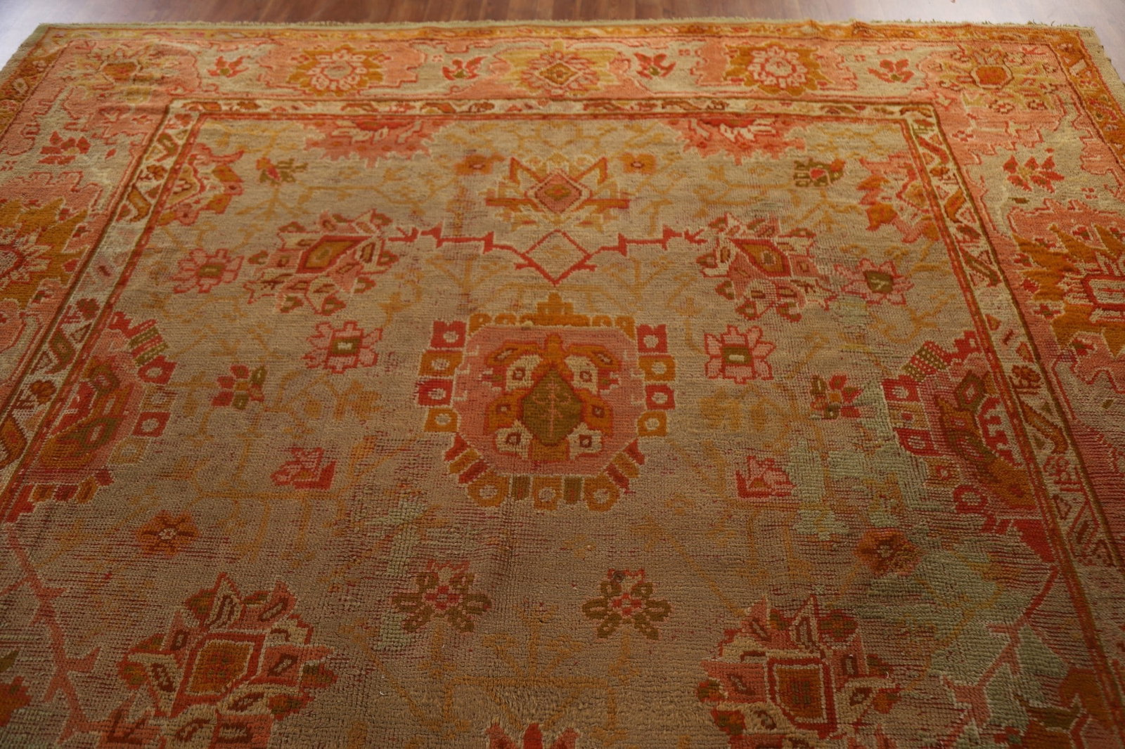 Pre-1900 Antique Vegetable Dye Oushak Turkish Rug 10x17 - 13