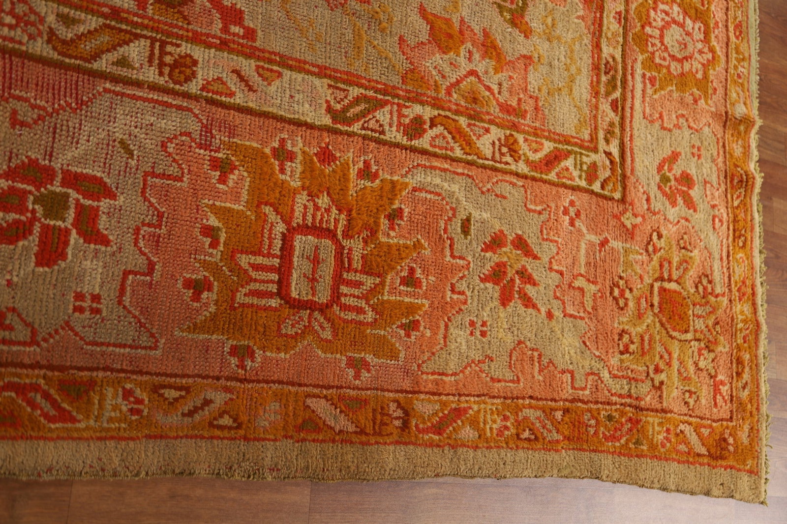 Pre-1900 Antique Vegetable Dye Oushak Turkish Rug 10x17 - 14