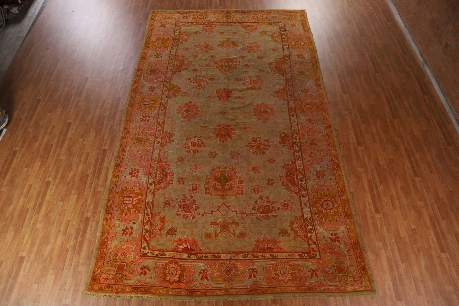 Pre-1900 Antique Vegetable Dye Oushak Turkish Rug 10x17 - 16